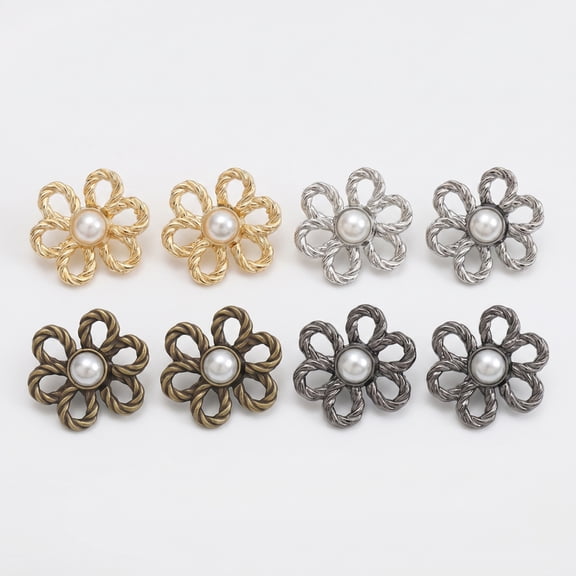 8 Sets Flower Pant Waist Tightener, Adjustable No Sew Waist Buckle Clips, Detachable Decorative Pins for Loose Jeans Pants Skirts Sleeves 0.39 in × 0.39 in