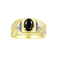 thumbnail image 1 of RYLOS Men's Rings 14K Yellow Gold Ring Classic Designer Style 8X6MM Oval Gemstone & Diamond Ring Onyx October Birthstone Rings For Men Size 12, 1 of 7