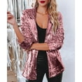 thumbnail image 2 of JFBUJC Blazer à Sequins pour Femmes, Veste Ouverte à Manches Longues, Cardigan de Fête Scintillant, 2 of 5
