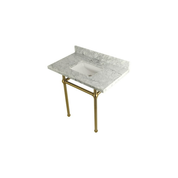 Marble Vanity Set With Sink - Antique Brass Bathroom Console Sink - Durable & Elegant Design