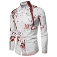 thumbnail image 1 of Men's Casual Halloween Shirt with Unique Handprint Design Festive Long Sleeve Button Down for Eerie Celebrations Customized Style for Halloween Events, 1 of 4