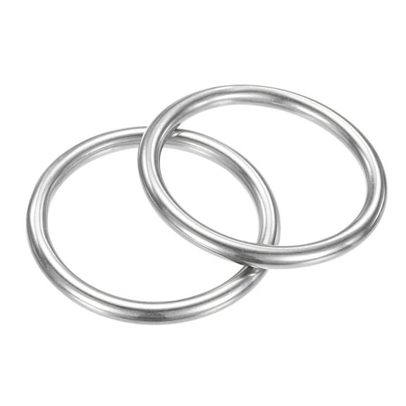 Uxcell 2 Inch Dia Metal O Rings [2Pcs] - 316 Stainless Steel 0.23 Inch THK Multi-Purpose Welded Round Rings Use for Crafts