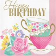 thumbnail image 1 of Creative Converting 339799 Floral Tea Party Happy Birthday Napkins, 16 Count, 1 of 1