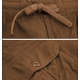thumbnail image 3 of Men's Multi Pocket Drawstring Lightweight Elastic Waist Army Cargo Shorts (Tobacco, L), 3 of 3