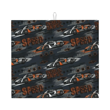 

Vsdgher Cool Sports Car Print Dish Drying Mat Kitchen Counter Mat Dish Drying Pad for Dishes Utensils Pots and Pans 16 x 18