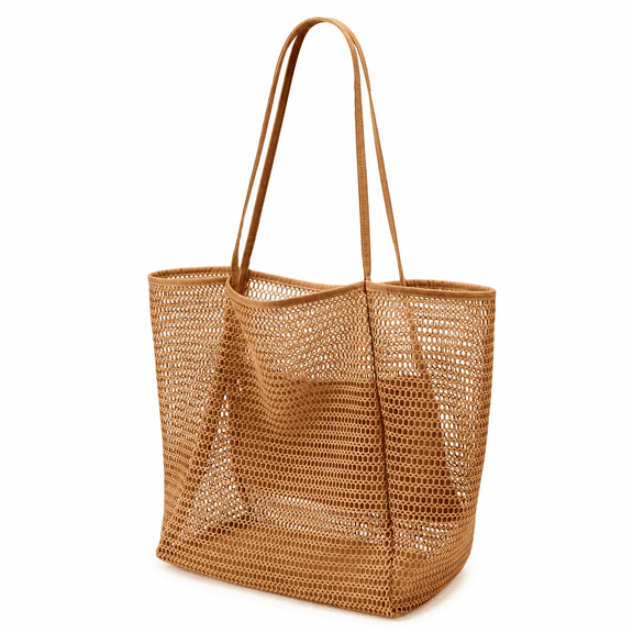 Mesh Beach Tote Bag, Casual Foldable Hobo Bag for Women, MAX 23L Large Capacity Shoulder Bag for Beach, Picnic & Travel