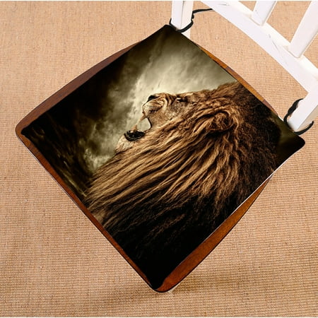 

PHFZK Animal Chair Pad Roaring Lion against Stormy Sky Seat Cushion Chair Cushion Floor Cushion Two Sides Size 16x16 inches