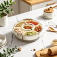 thumbnail image 6 of Divided Serving Tray with Lid and Handle, Stackable Snackle Box Container for Fruits Candy Organizer, Portable Spinning Rounded Veggie Tray for Kitchen, Party, Trave and Picnic, 6 of 9