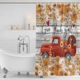 thumbnail image 3 of Red Truck Fall Shower Curtain, Waterproof Shower Curtains for Bathroom, Thanksgiving Botanical Pumpkins Leaves Wooden Washable Fabric Bathtub Curtain Set Bath Decor with 12 Hooks Long 72"x84", 3 of 8