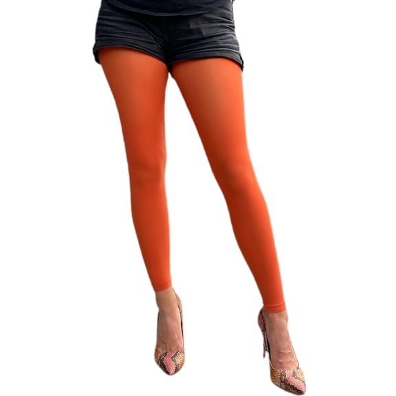 Orange Rust Opaque Footless Tights for Women