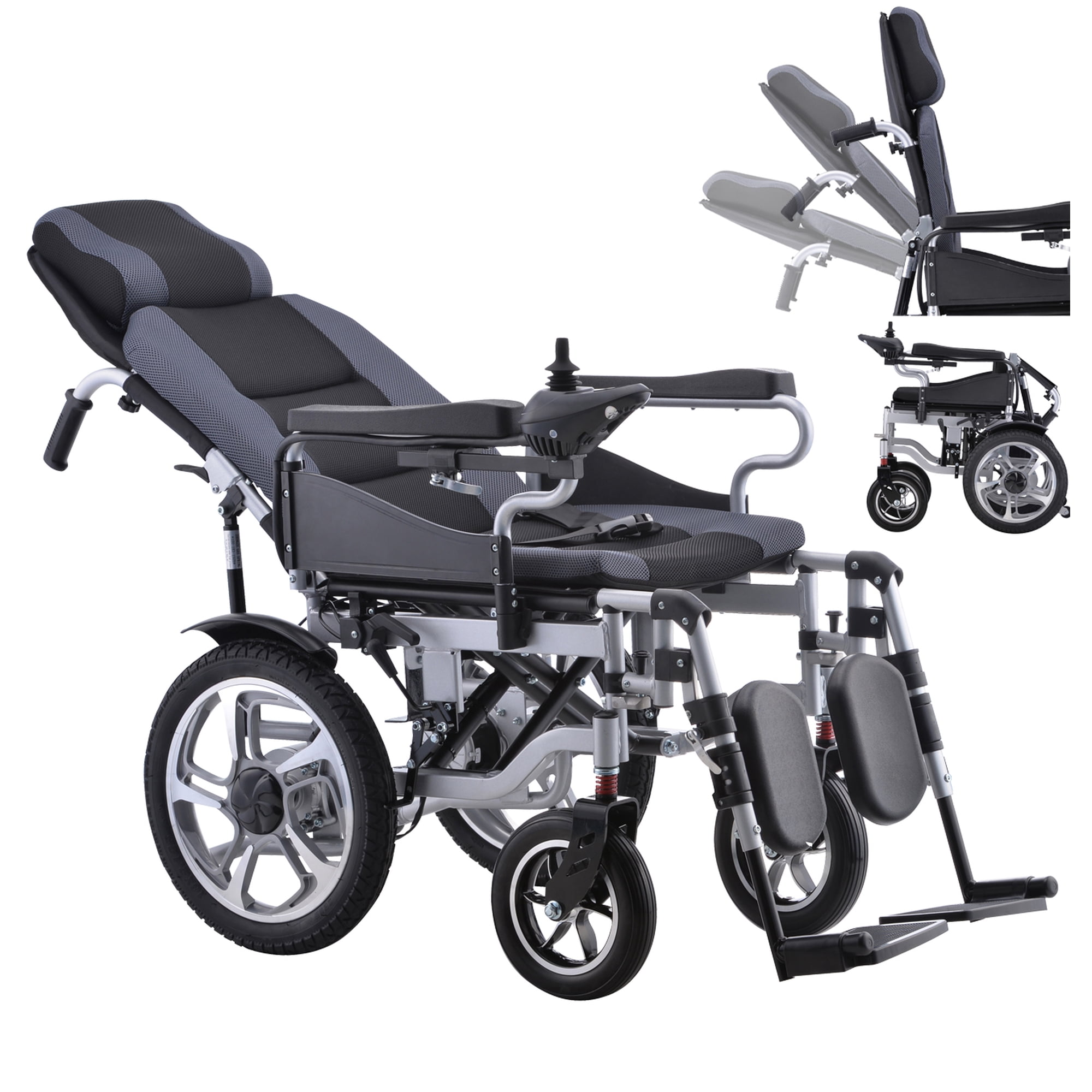 BROOBEY Reclining Foldable Electric Transport Chair with 20AH Battery, 20 Mile Range, and Brakes