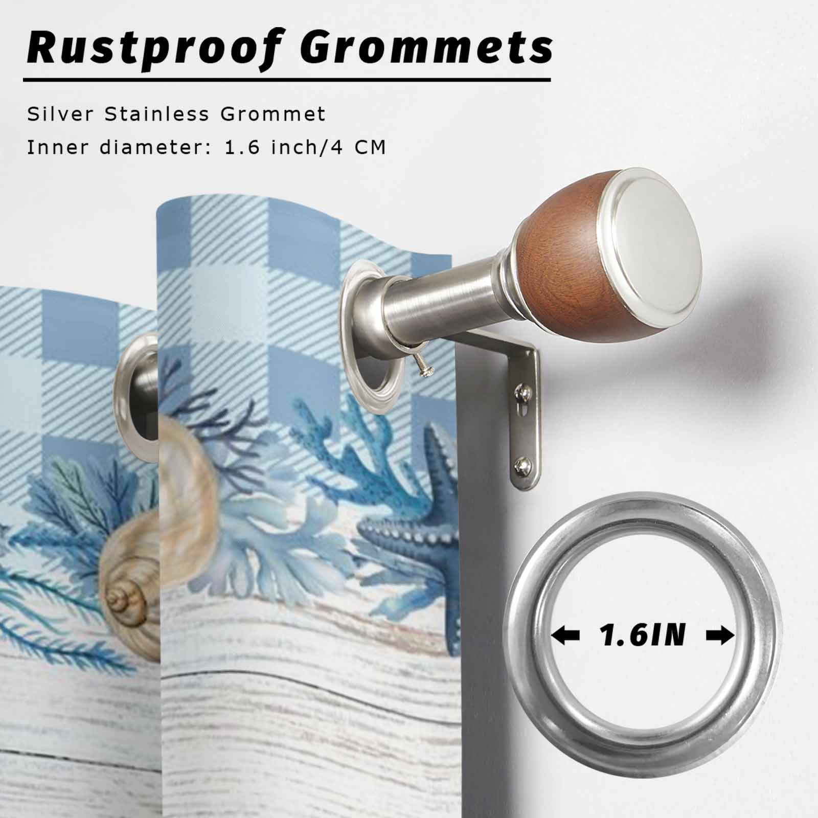 Blue Turtle Coastal Outdoor Curtains for Patio, Summer Starfish Beach Shell Coral Wood Grain Sunshade Privacy Drapes Grommet Waterproof Outside Curtains for Porch/Cabana/Balcony 54"x 108", 1 Panel
