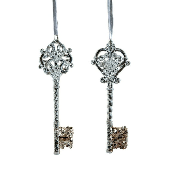 CuiLiyq Christmas Tree Ornaments, 2 PCS Shiny Plastic Christmas Key Pendant, For Family Festivals Wedding Party Ornaments and Christmas Gifts