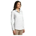 thumbnail image 4 of Port & Company Womens Carefree Poplin Long Sleeve Shirt White 3X-Large, 4 of 4