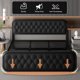 thumbnail image 5 of Bed frame Heavy-duty bed frame with faux leather headboard Bedroom furniture 12" under-bed storage Black platform bed My Lux Decor Round, 5 of 8