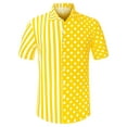 thumbnail image 5 of Unique Bargains Men's Summer Stripe Polka Dots Short Sleeves Button Patchwork Shirt XL Yellow White, 5 of 6