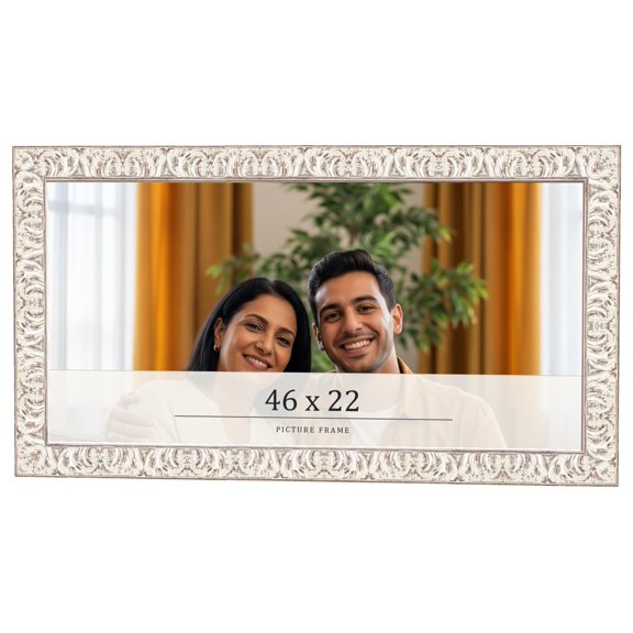 46x22 Frame White Real Wood Picture Frame Width 1.5 inches | Interior Frame Depth 0.5 inches |