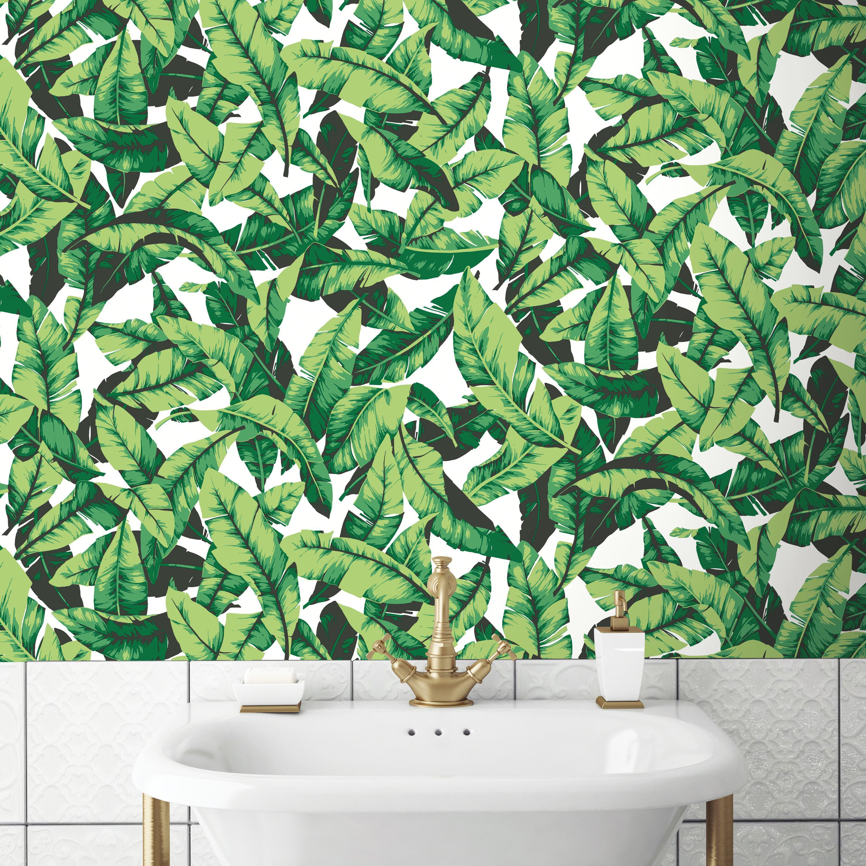 RoomMates Green Palm Leaf Peel and Stick Wallpaper - Walmart.com