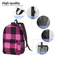thumbnail image 5 of 17in Backpack With Pocket Adjustable Shoulder Strap Large Capacity Zipper Opening And Closing Double Pull Head Zipper For Work Travel Sports Hotpink Buffalo Plaid Check Tartan Scotland_2, 5 of 8
