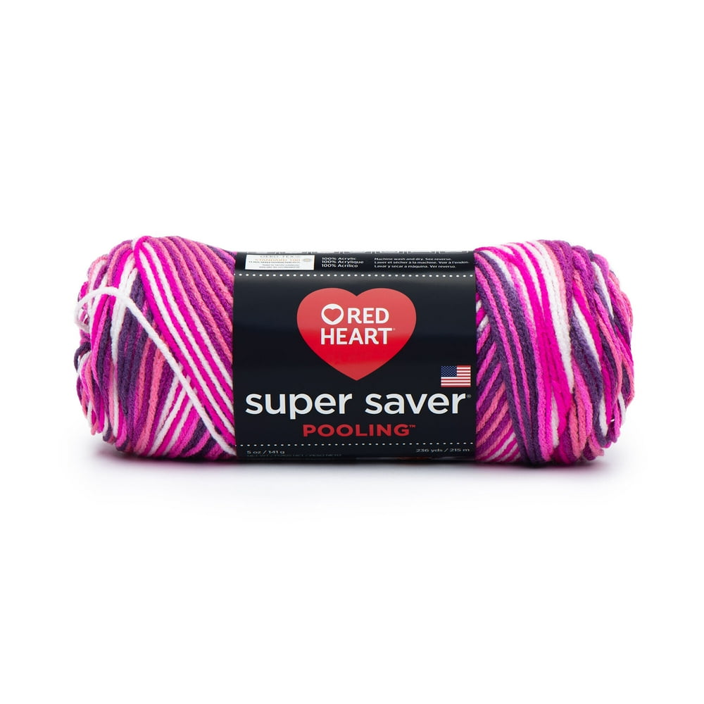 Red Heart Super Saver Pooling Yarn, Berry, 5oz(141g), Medium, Acrylic