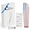 Pink, variant on Dermaplane Razor for Women Face, Facial Hair Remover with 7 Replaceable Blades for Anti-Aging - Rechargeable - LED Light - 3 Speeds, Ergonomic Handle Face Dermaplaning Tool, White