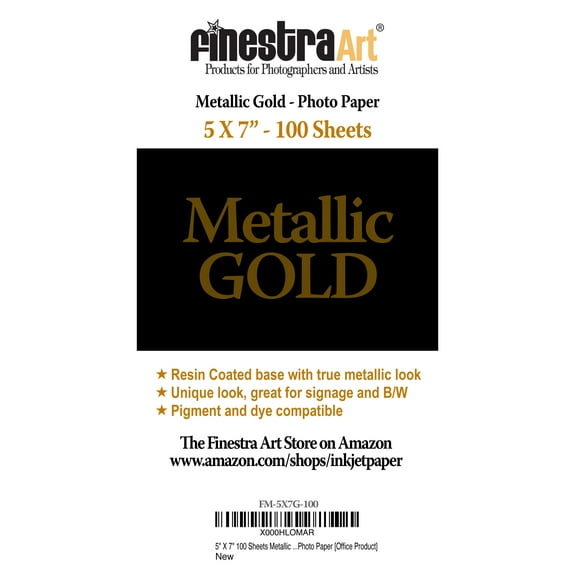 5" X 7" Metallic Gold Inkjet Photo Paper - 100 Sheets