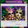 thumbnail image 2 of Gold Accent Mardi Gras Mask Banner Purple Feather Masquerade Display Green Plume Beaded Decoration Carnival Backdrop for Mardi Gras Party Masquerade Ball Carnival Celebration, 2 of 4