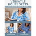 thumbnail image 4 of Casual Nights Women's Snap Front House Dress, Lightweight Short Sleeve Cotton-Poly Knit Duster Robe with Pockets, Mid-Calf, Floral Blue Small, 4 of 5