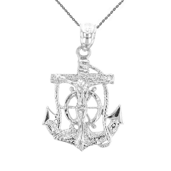 Sterling Silver Mariners Anchor Crucifix Pendant Necklace (Pendant with 18" chain)