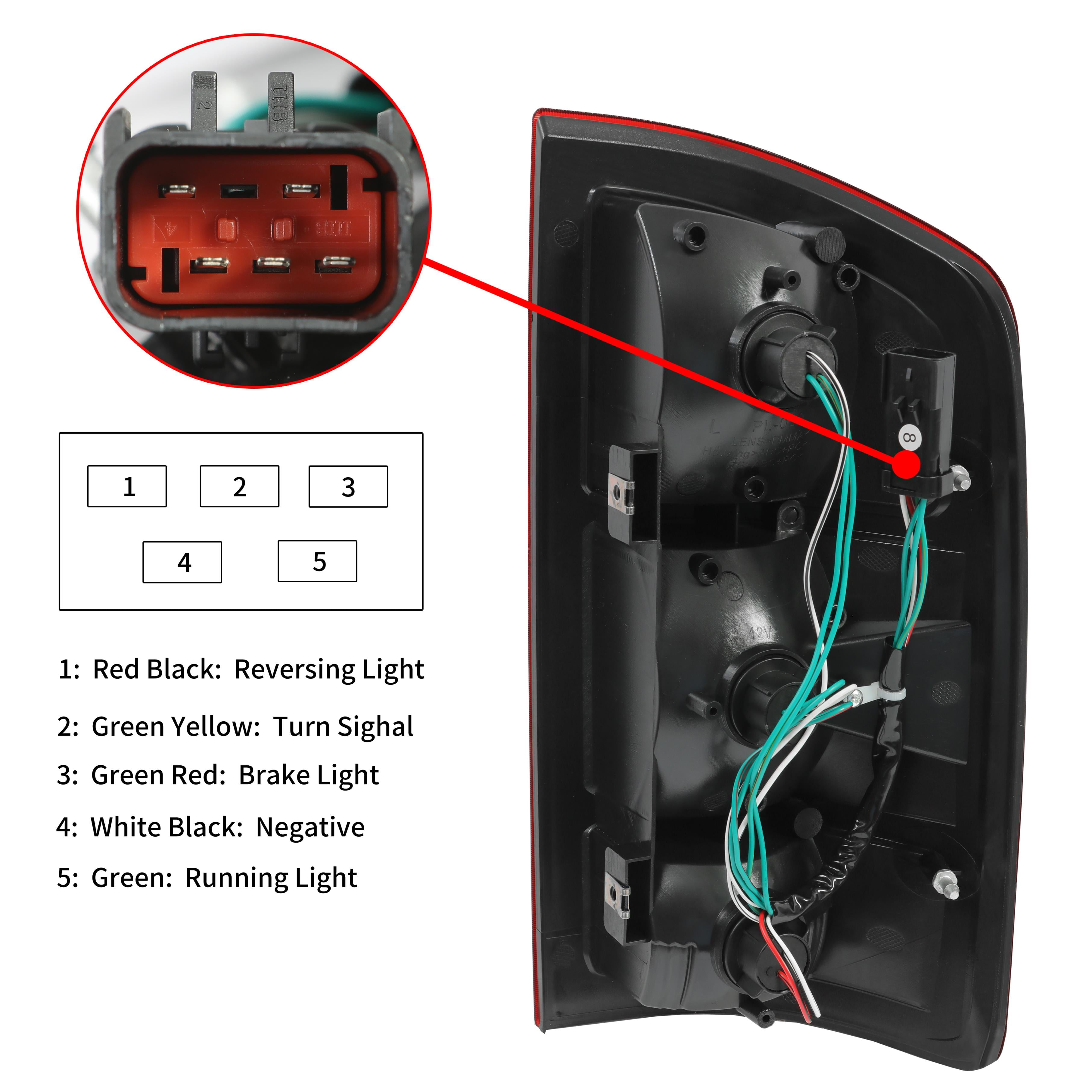 Kojem Tail Light Lamp Driver Side for 2002-2006 Dodge Ram 1500 2500 3500 w/Bulbs and Wiring Harness Replacement for CH2800147 55077347AF
