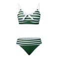 thumbnail image 4 of uvwlwu Women's Two Piece Striped Bikini Set with Bow Front Top and High Waist Bottom Bathing Suit,M, 4 of 5