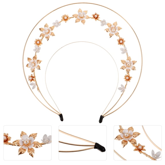 LOLIPPYY Metal Flower Crown Headband Golden Decorative Headpiece for Party