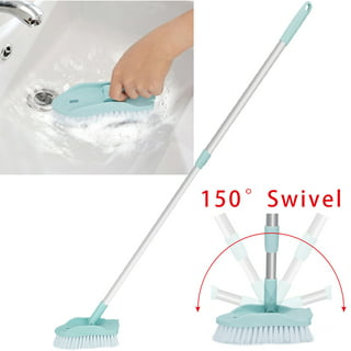 CLEANHOME Tile Tub Scrubber Brush with 3 Different Function Cleaning Heads  and 56 Extendable Long Handle-No Scratch Shower Scrubber for Cleaning