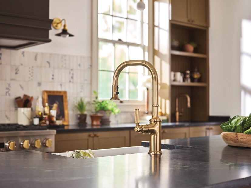 Moen 7770EVBZG Smyth Bronzed gold one-handle high arc pulldown kitchen faucet