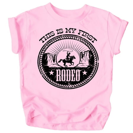 

My First Rodeo 1st Birthday T-Shirts for Baby Girls and Boys First Birthday Outfit Black on Pink Shirt 18 Months