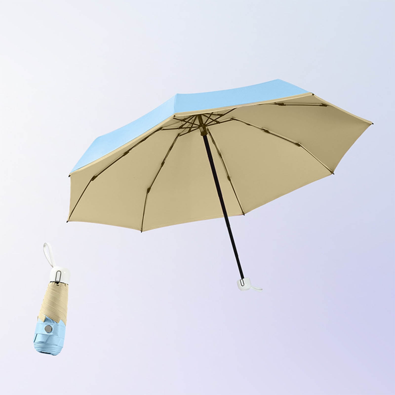 Parapluie Compact Pliable 6 Baleines - Voyage, étui Inclus, Bleu, Léger 245g - 4
