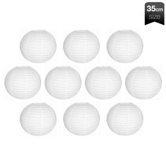 10 x White Paper Lanterns 14” (35cm)  Round Lamp Shade Floral Wedding Party DIY Crafts Decoration Supplies