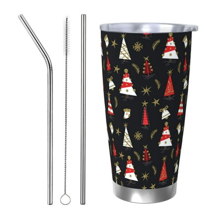 

Junzan Christmas Tree and Gold Socks for 20oz Stainless Steel Insulated Car Cup with Spillproof Lid - Insulated Coffee Mug Thermal Cup-Straw Three-piece Set