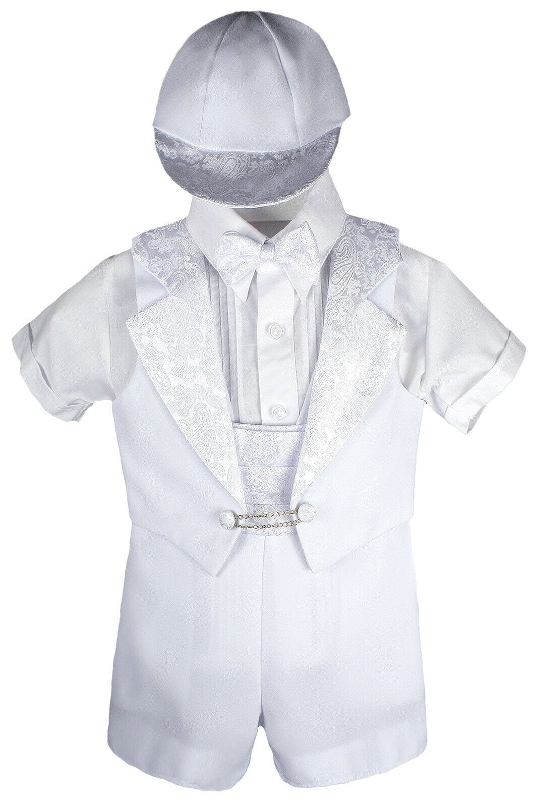 Baby Boy Formal Long Sleeve Christening Tuxedo BodySuit 12-24mos Size 2 white 