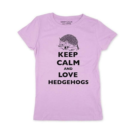 Girl Hedgehog - Keep Calm and Love Hedgehogs - wallsparks cute & funny - Youth Young Girls Juniors Slim Fit Shirt