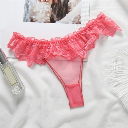 Alitao Thongs for Women Womens Underwear No Show Underwear Ladies Panties Lace Panties Sheer Mesh Panties Low Waist Sheer Panties Cheeky Underwear Panties for Women Watermelon Red One Size