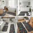 thumbnail image 4 of Paisley and Floral Black Pattern Bathroom Rug Set 4 Piece,Includes Contour,Lid Cover,Bath Mat,Non-Slip Extra Soft Absorbent Washable, 4 of 5