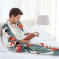 thumbnail image 6 of Uemuo Cockatoo Red Berries Pattern 2-Piece Loungewear Set - Men’s Soft Sleepwear, Cozy Winter PJs, Comfy Sleep Set-X-Large, 6 of 7