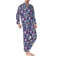 thumbnail image 6 of Salouo cool Skull colorful Print Button-Front Long Sleeve Pajama Set for Men, Soft 2Pjs Men's Long Sleeve Sleepwear -Medium, 6 of 7