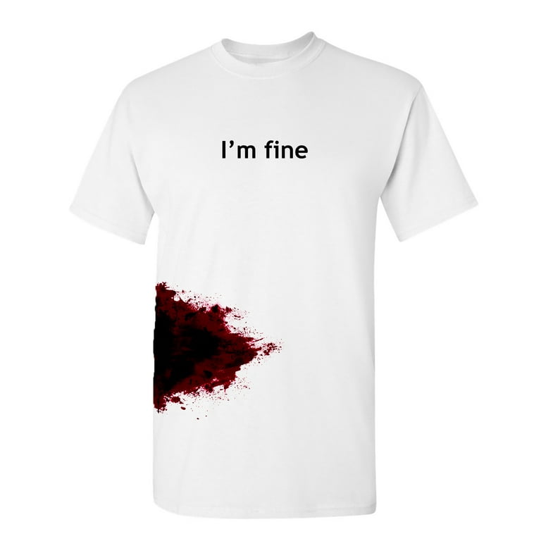 I'm Fine Men's Funny Novelty Graphic Halloween Zombie T Shirt White XL