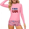 thumbnail image 2 of Girls Long Sleeve Rash Guard Set, 4th of July Patriotic Swimsuit, Multicolor, Size 110-160, 2-Piece,Size 5-6T, 2 of 8
