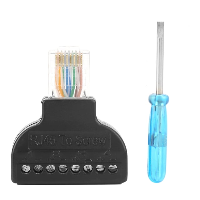 2Pcs RJ45 Male Plug to 8 Pin AV Screw Terminal Adapter Block Converter Connector CCTV Easy to Install Great for CCTV Camera Simply & Professional Appearance for Cabling