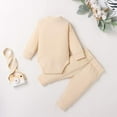 thumbnail image 4 of Laklulu Newborn Baby Girl Boy Fall Clothes Outfits Long Sleeve Knitted Cotton Romper & Pants Infant Winter Sets,apricot colour,60 size, 4 of 6