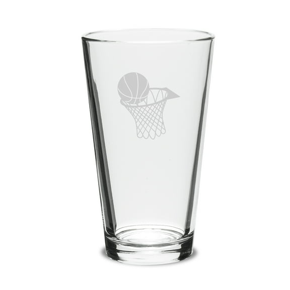 Basketball Hoop Deep Etched 16oz Pub Glass