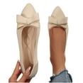 thumbnail image 4 of Miluxas Women's Pointed Toe Knit Bow Ballet Flat Comfortable Breathable Slip On Work office Dress Shoes Lightweight Non-Slip Mam Nurse Walking Shoes White 7.5(40), 4 of 9